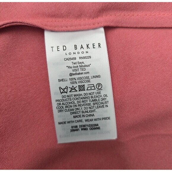 TED BAKER Dusty Pink Slip Asymmetric Midi Maxi Dress (TED Size 3 ) Reg- US 8 - Picture 10 of 10
